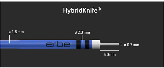 Nahaufnahme des HybridKnife® mit Millimeter Angaben